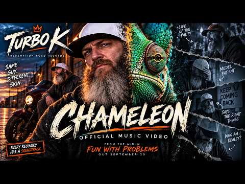 Turbo K and a chameleon in the official Chameleon music video thumbnail
