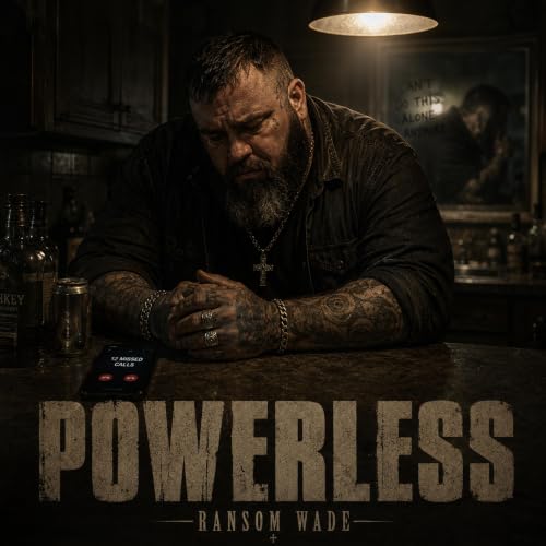 Powerless single artwork featuring Ransom Wade seated at a bar